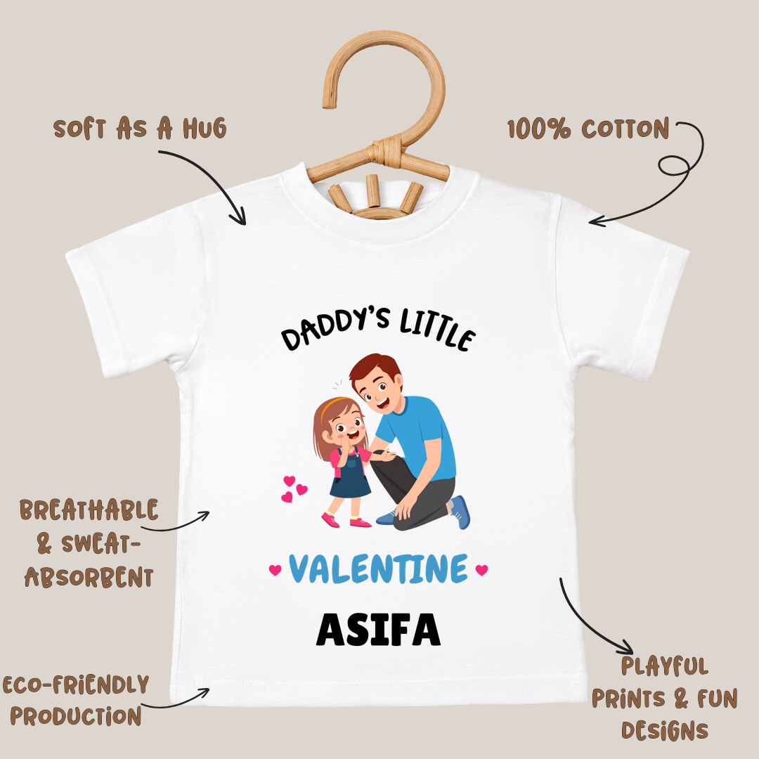 Daddy's Little Valentine - Customisable Kids Tshirt