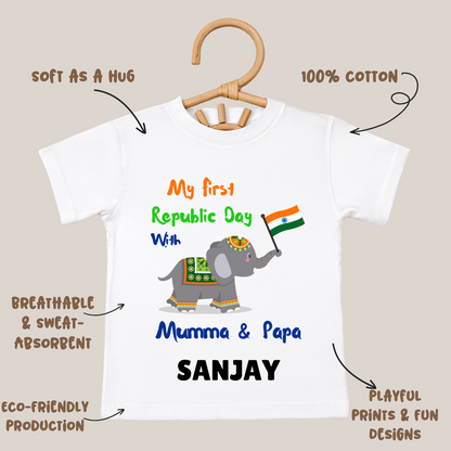 First Republic Day With Mumma & Papa - Customisable Kids Tshirt