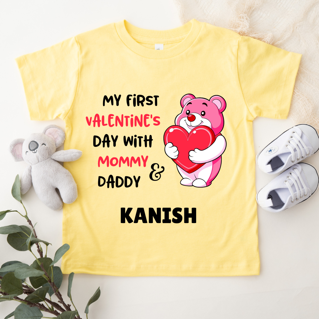 My First Valentines With Mommy & Daddy - Customisable Kids Tshirt