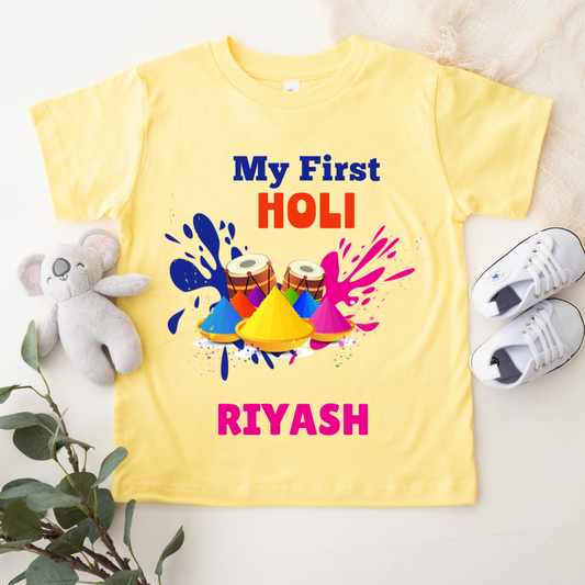 My First Holi - Customisable Kids Tshirt