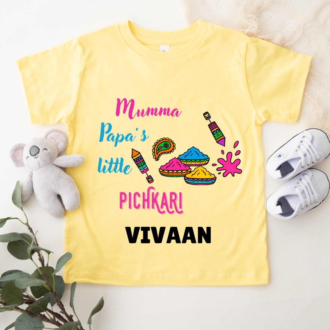 Mumma Papa's Little Pichkari - Customisable Kids Tshirt