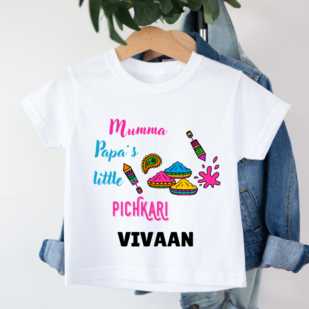 Mumma Papa's Little Pichkari - Customisable Kids Tshirt