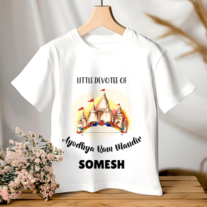 Little Devotee Of Ram Mandir - Personalised Kids Tshirt