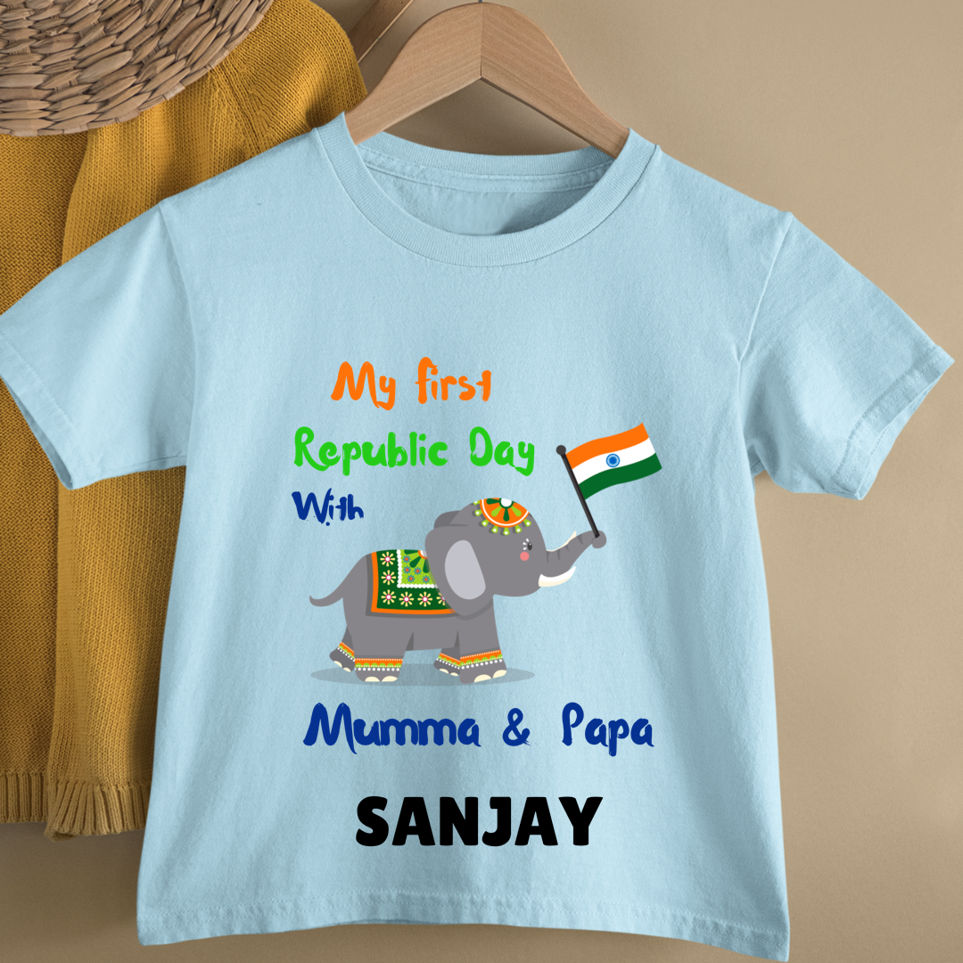 First Republic Day With Mumma & Papa - Customisable Kids Tshirt