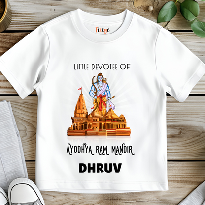 Little Devotee Of Ram Mandir - Personalised Kids Tshirt