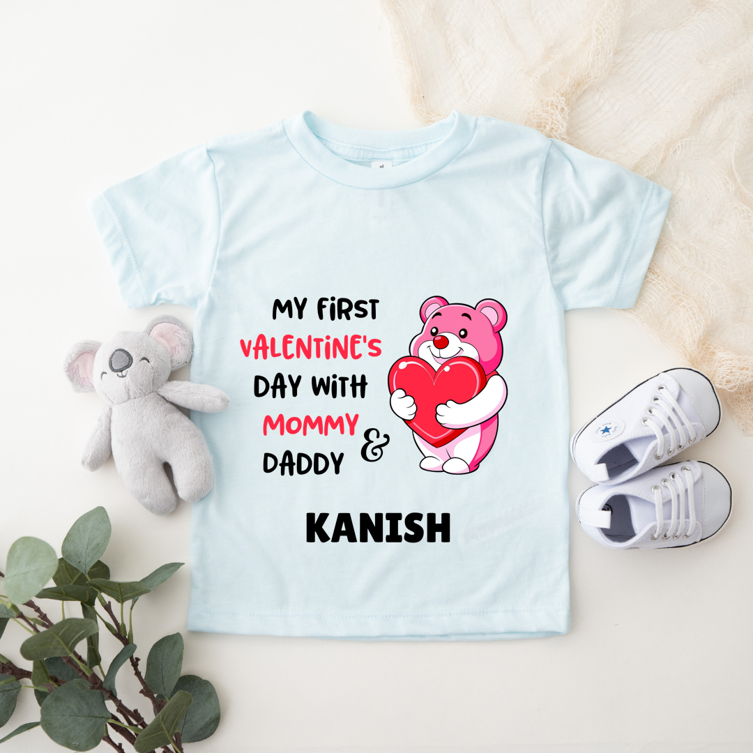 My First Valentines With Mommy & Daddy - Customisable Kids Tshirt