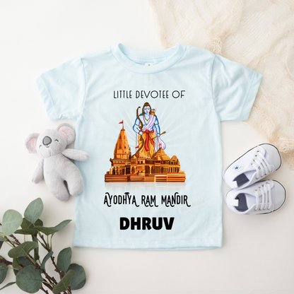 Little Devotee Of Ram Mandir - Personalised Kids Tshirt