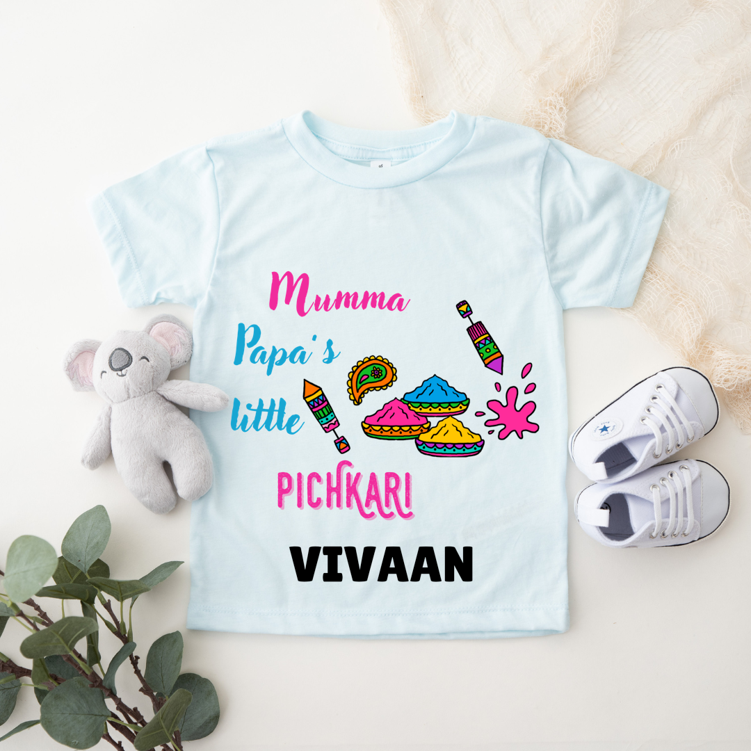 Mumma Papa's Little Pichkari - Customisable Kids Tshirt