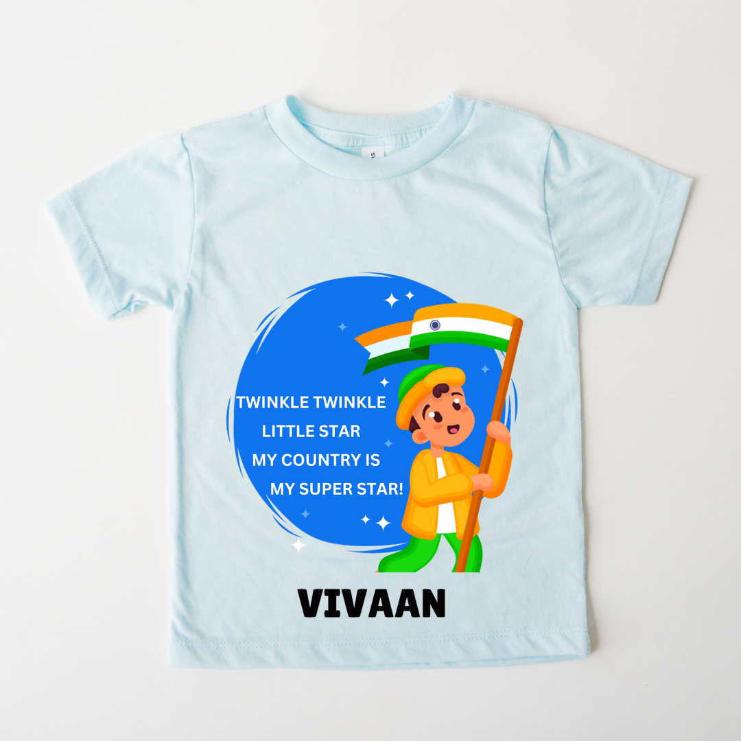 Twinkle Twinkle Little Star My Country Is My Super Star - Customisable Kids Tee