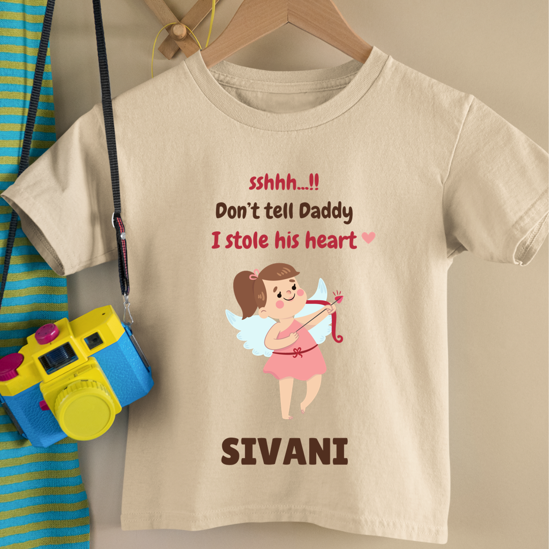 Dont Tell Daddy I Stole His Heart - Customisable Kids Tshirt