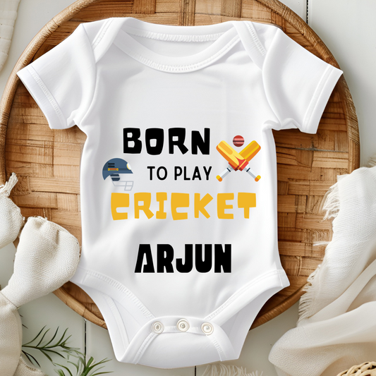 Born To Play Cricket - Custom Baby Romper