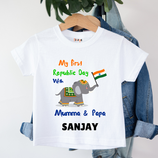 First Republic Day With Mumma & Papa - Customisable Kids Tshirt