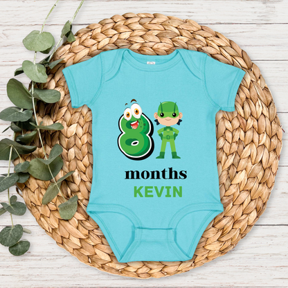 Superhero Eight Month Milestone With Custom Baby Name - Romper