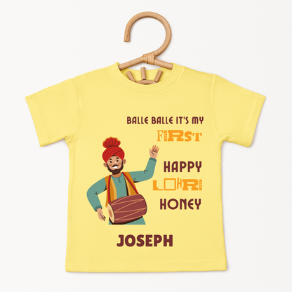 Balle Balle Its My First Lohri - Custom Kids Tee